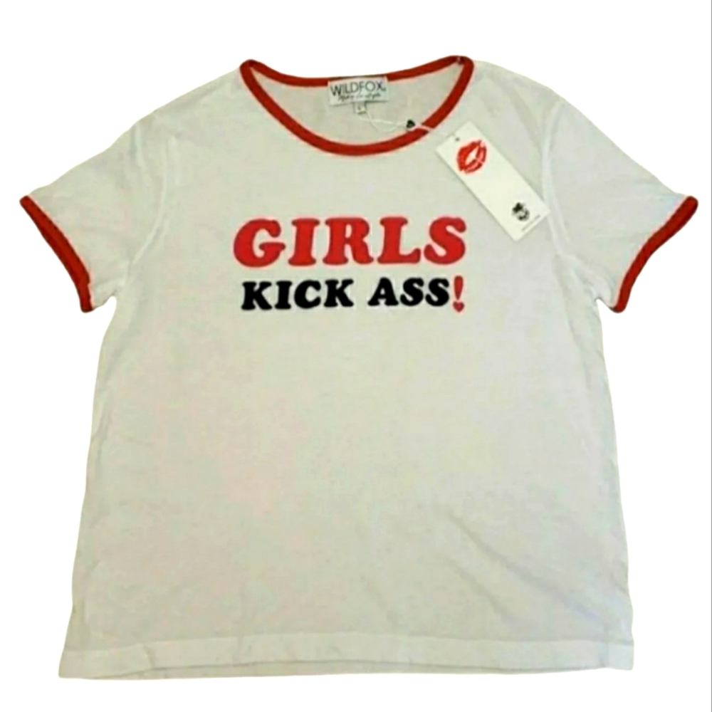 Wildfox Johnny Ringer Tee Shirt Women's Size Large NWT White Red